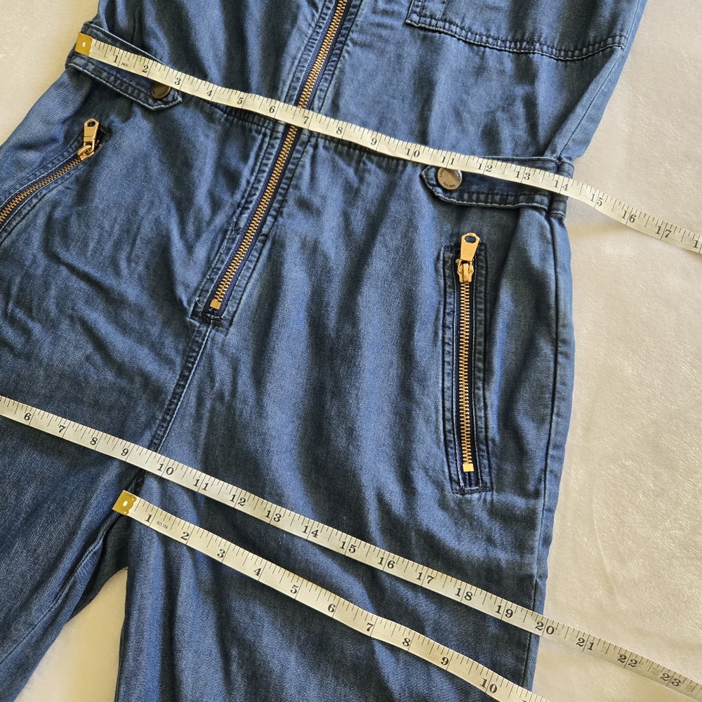 L.O.G.G Jumpsuit Women's 6 Chambray Denim Y2k Blue 1 Piece Overalls Romper - Picture 9 of 12